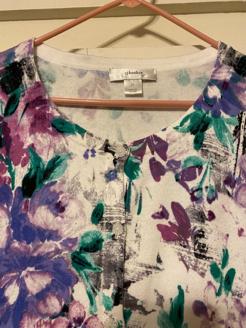 C J Banks, beautiful floral, button-down cardigan, size 2X